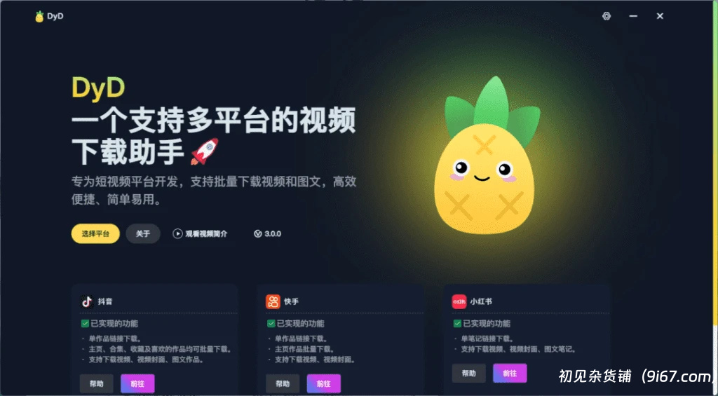 电脑工具丨多平台视频图片批量无水印解析下载，支持抖音、快手、小红书等平台插图1