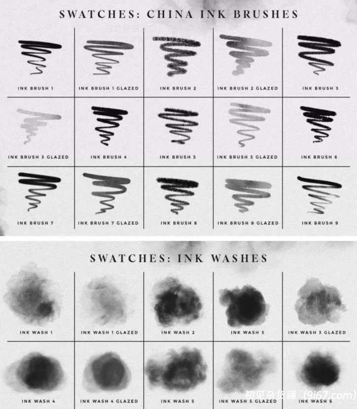 设计资源丨手绘水墨晕染PS笔刷插图2