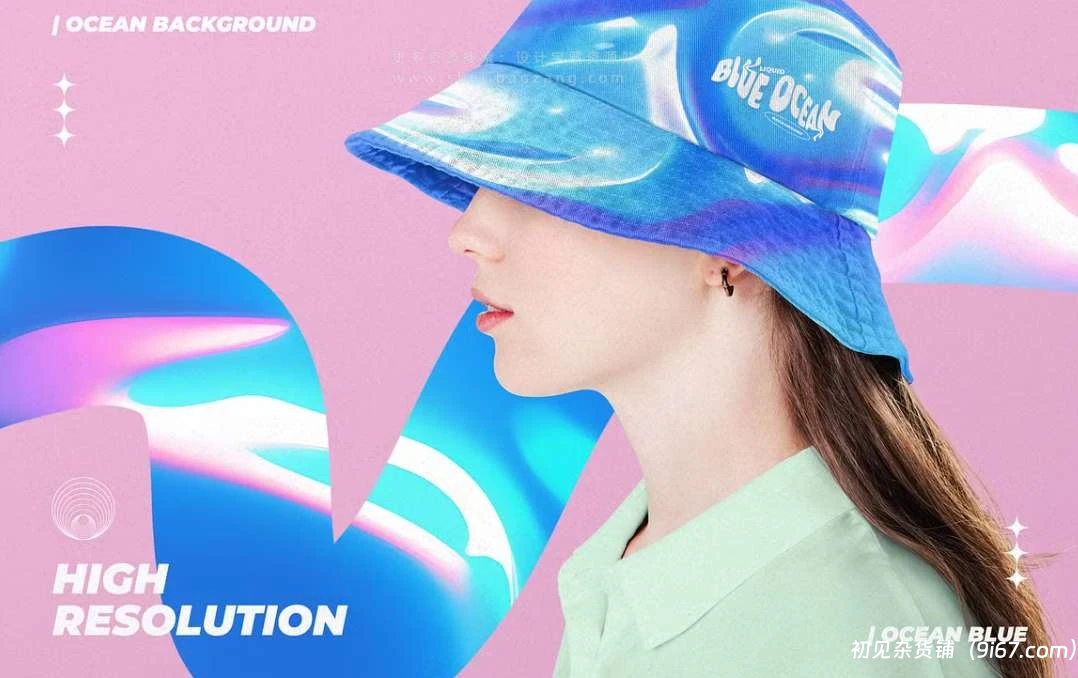 设计资源丨175款蓝色3D液体渐变抽象波浪背景创意设计素材|初见杂货铺