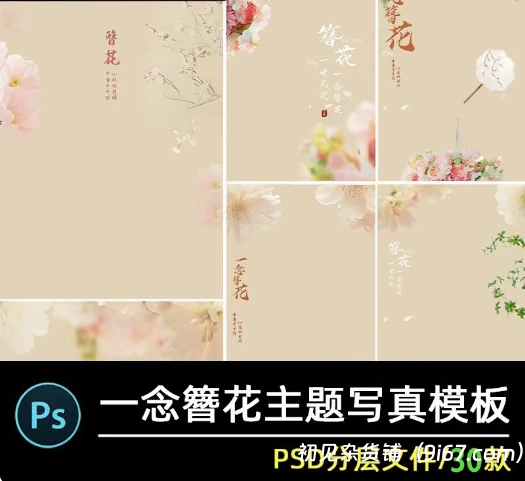 设计资源丨30款一念簪花写真PSD相册模板素材|初见杂货铺