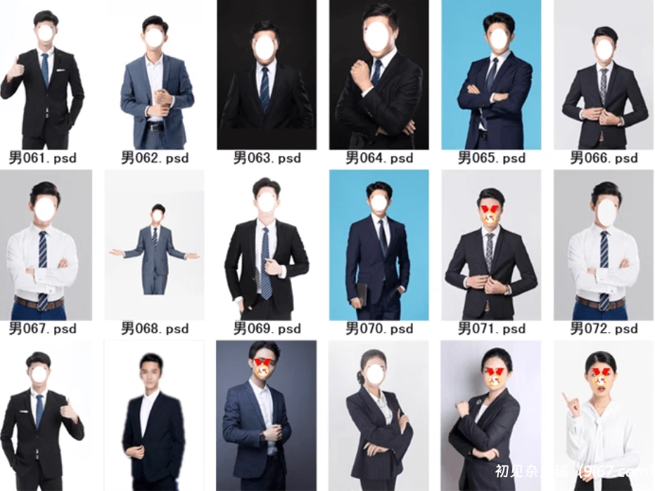 设计资源丨90套精选稀缺素材！男女士职业装形象照PSD素材模板，职业装形象照PS设计模板素材插图1
