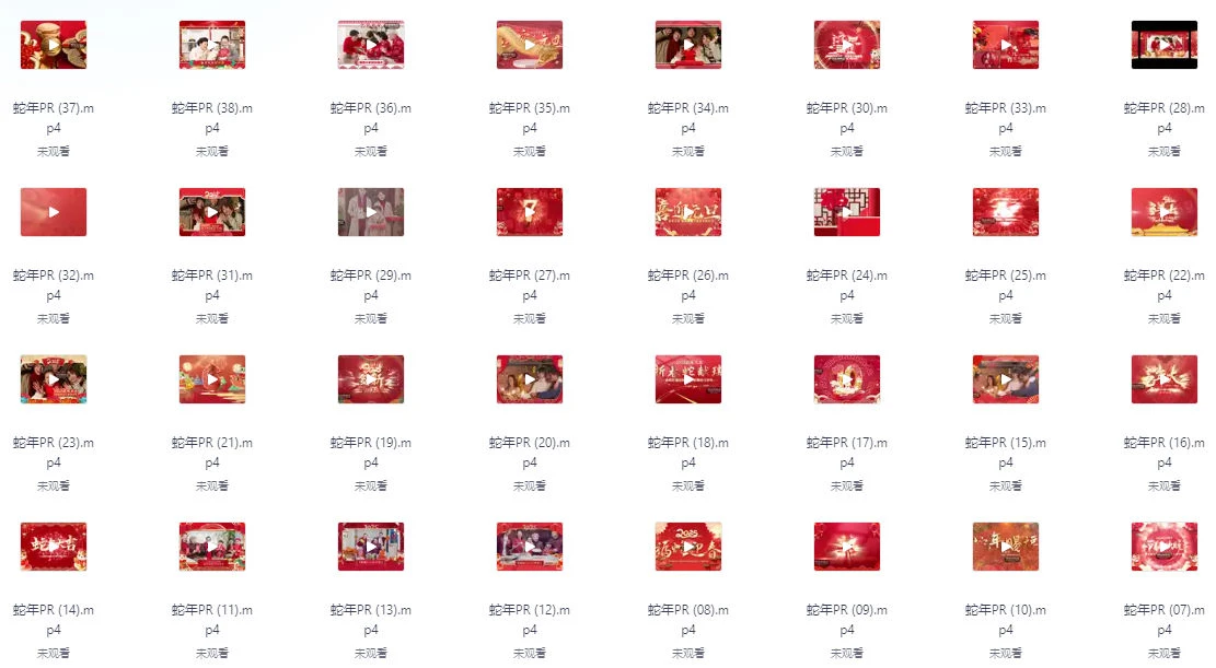设计资源丨2025蛇年新年PR模版片头开门红元旦素材春节贺词拜年祝福视频边框|初见杂货铺